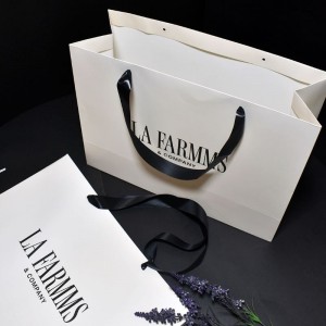 Geantă Kraft elegantă cu mâner cu panglică